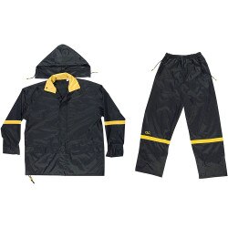 Black 3 Piece Nylon Rain Suit
