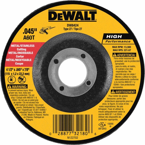 4-1/2" X .045" X 7/8" Thin Cutting