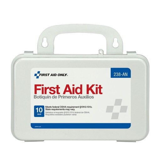 10 Unit First Aid Kit, Plastic Case