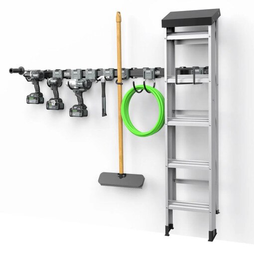 Wall Track Lock Flex FSM1502-10 TRACK-LOCK 32 in. Wall Storage Starter Set with Hooks ...
