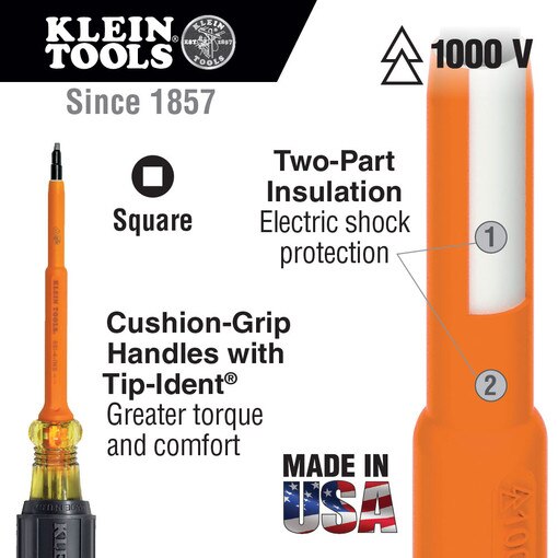 #2 Square X 7" Shank, Insulated
