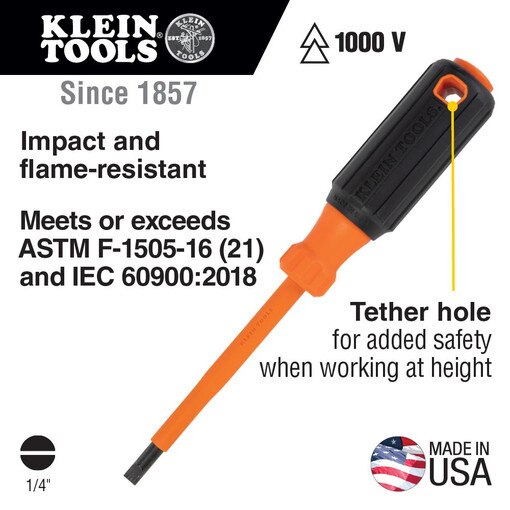 Insulated Screwdriver, 1/4" Cabinet