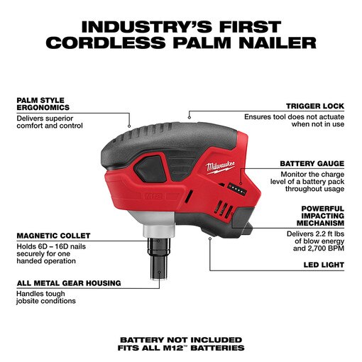 M12 Palm Nailer Tool Only