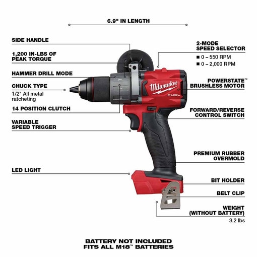 ~M18 FUEL 1/2" Hammer Drill, Bare