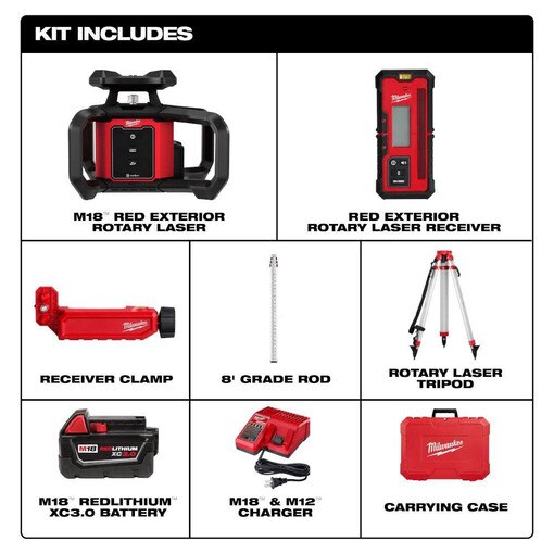 M18 Red Exterior Rotary Laser Level