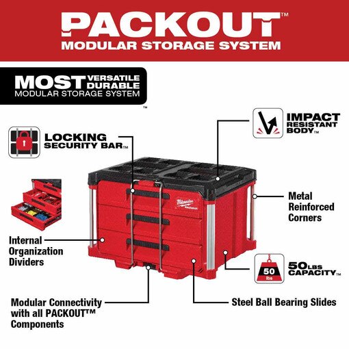 PACKOUT 3-Drawer Tool Box