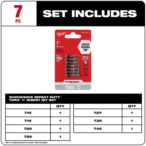 Shockwave 7 Piece Torx 1” Insert