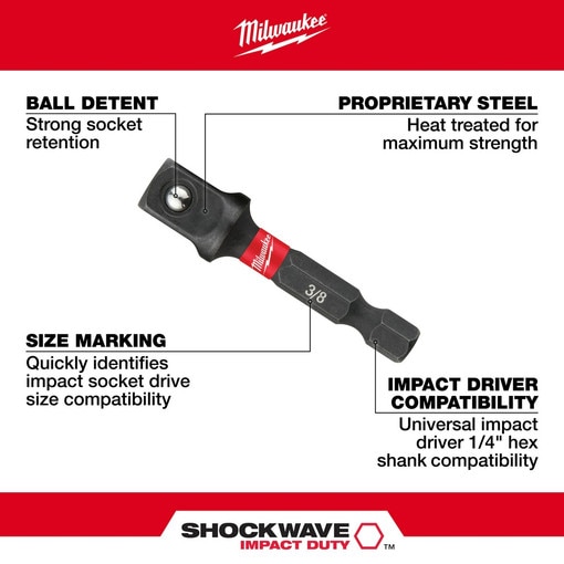 1/4" Hex Shank to 3/8" Shockwave