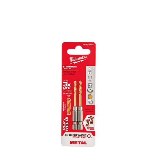 1/8" Titanium Shockwave Drill Bit