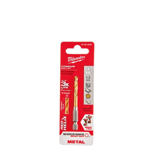 3/16" Titanium Shockwave Drill Bit