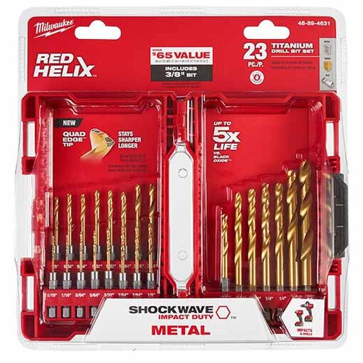 23 Piece TiN Shockwave Drill Bit