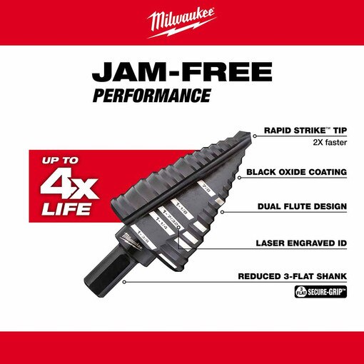 3Pc Step Drill Bit Set (#1,#2,#4)