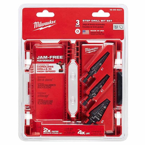 3Pc Step Drill Bit Set (#1,#2,#4)
