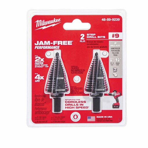 2 Piece #9 Step Drill Bit Set, 7/8"