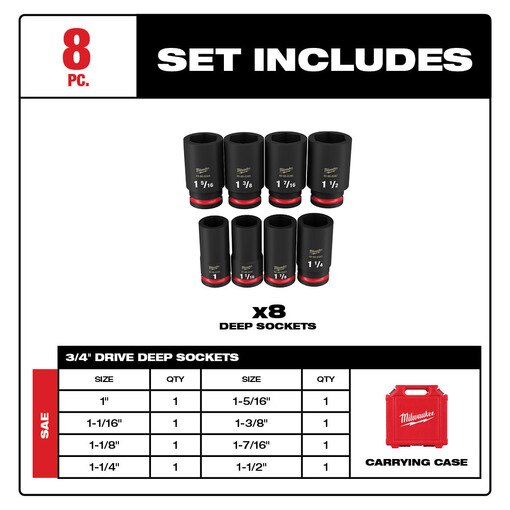 8PCSHOCKWAVE Impact Duty 3/4" Drive